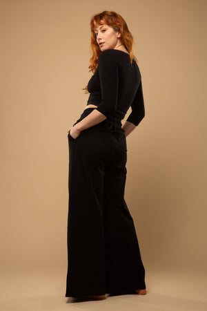 Trackie Trousers Wide Leg Regular in Black - Manners London