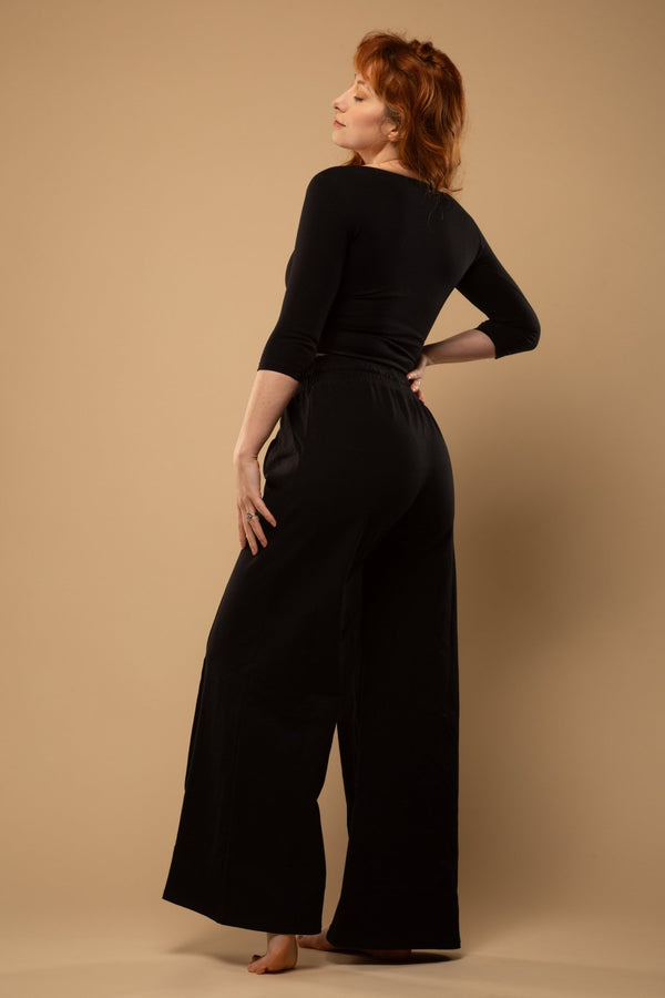 Trackie Trousers Wide Leg Regular in Black - Manners London
