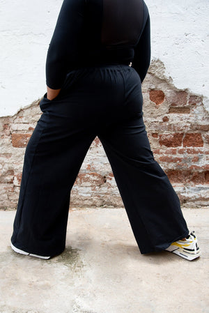 Trackie Trousers Wide Petite in Black - Manners London