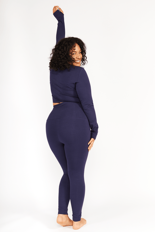 Turtle Neck Long Sleeve Crop Top with Hole in Eclipse - Manners London