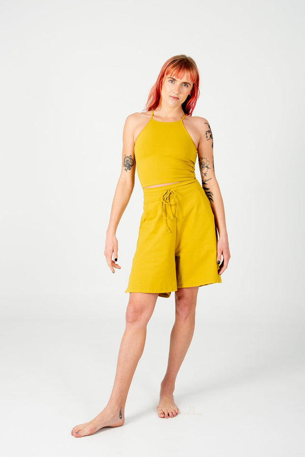 Wide Leg Shorts In Mustard Seed - Manners London