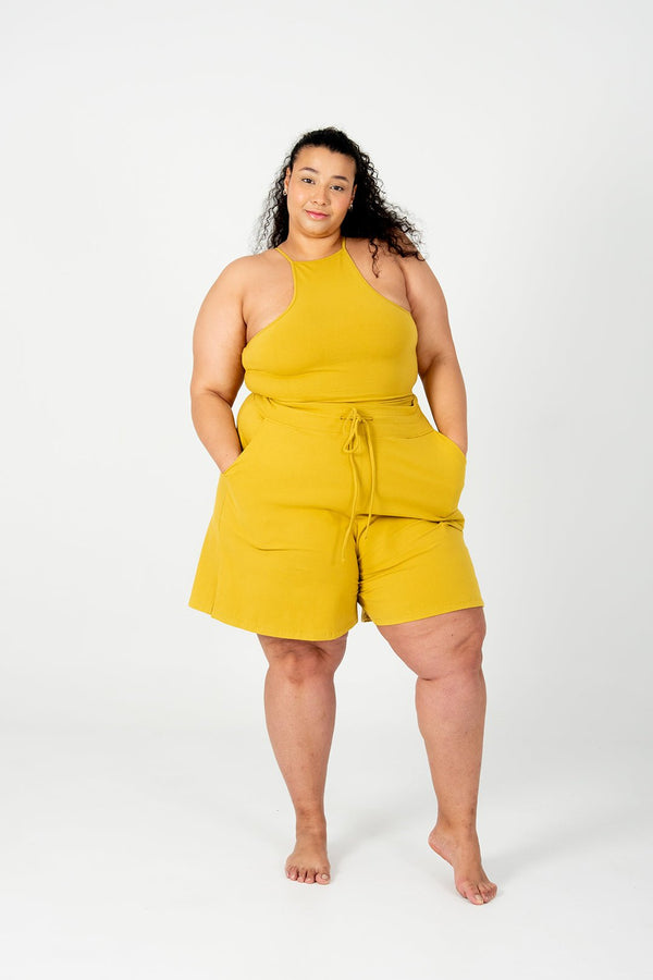 Wide Leg Shorts In Mustard Seed - Manners London