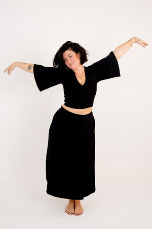Wrap Midi Skirt In Black - Manners London