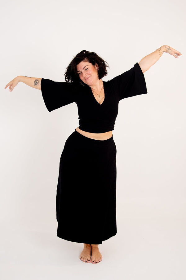 Wrap Midi Skirt In Black - Manners London
