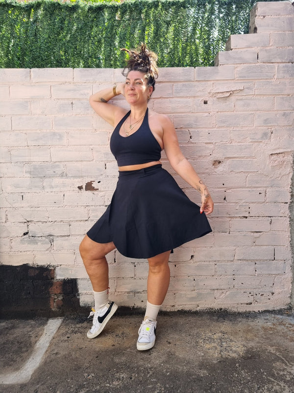 Wrap Mini Skirt in Black - Manners London