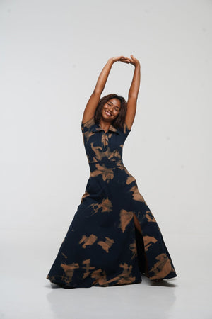 Zaba Dress Maxi A - Line in Acid Wash - Manners London