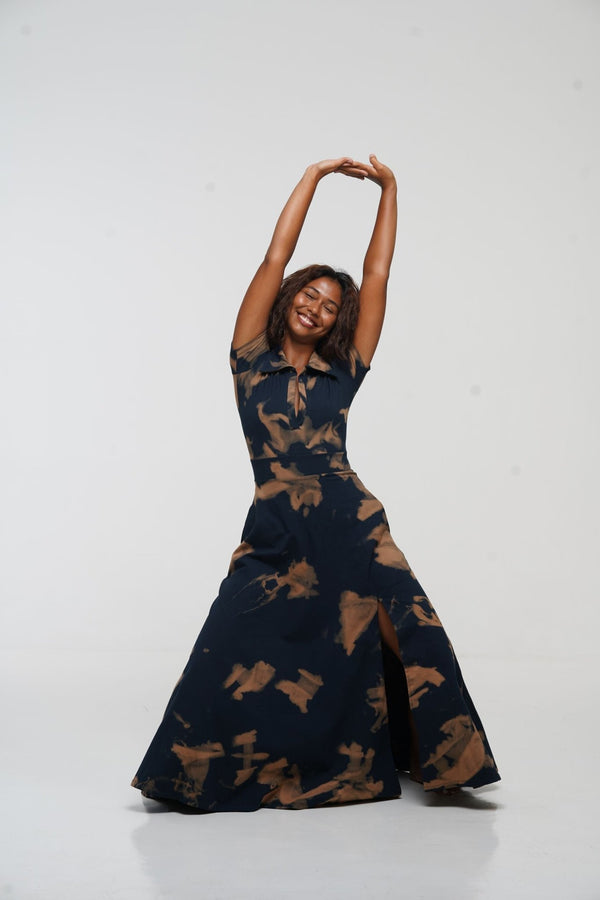 Zaba Dress Maxi A - Line in Acid Wash - Manners London