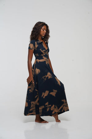 Zaba Dress Maxi A - Line in Acid Wash - Manners London
