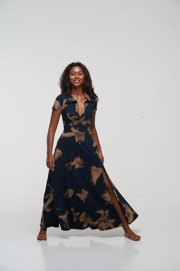 Zaba Dress Maxi A - Line in Acid Wash - Manners London
