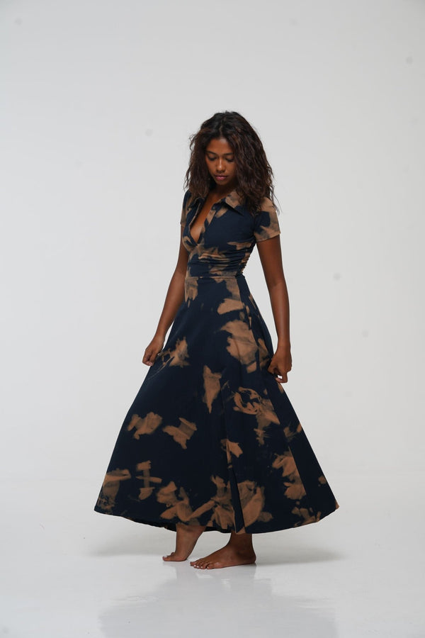 Zaba Dress Maxi A - Line in Acid Wash - Manners London