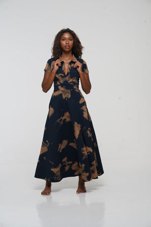 Zaba Dress Maxi A - Line in Acid Wash - Manners London