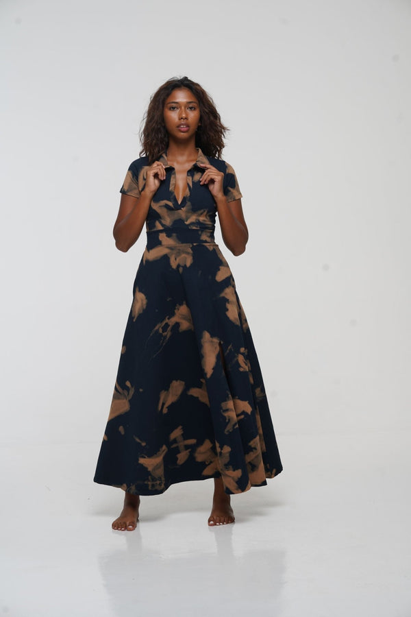 Zaba Dress Maxi A - Line in Acid Wash - Manners London