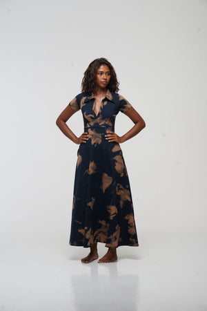 Zaba Dress Maxi A - Line in Acid Wash - Manners London