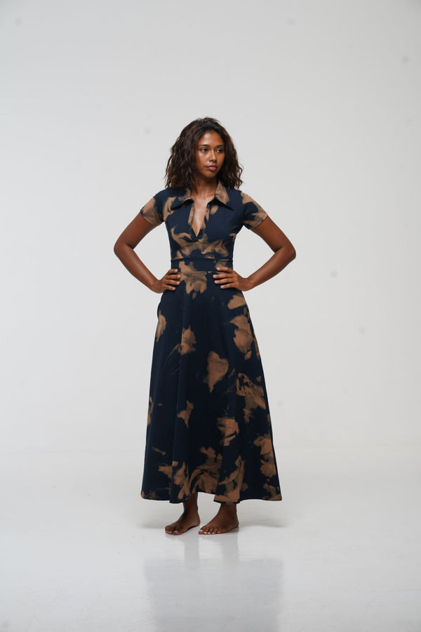 Zaba Dress Maxi A - Line in Acid Wash - Manners London