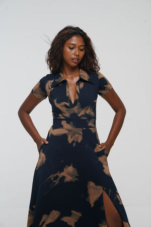Zaba Dress Maxi A - Line in Acid Wash - Manners London