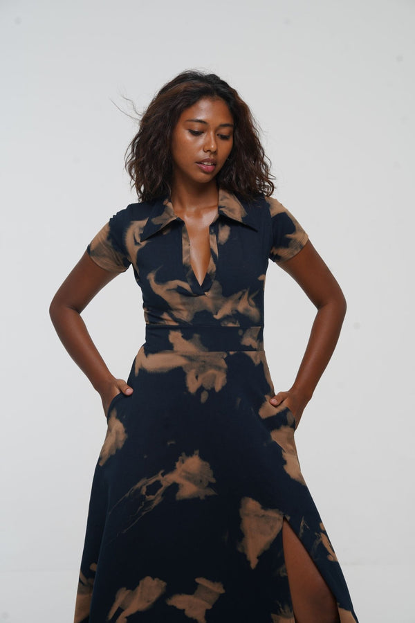 Zaba Dress Maxi A - Line in Acid Wash - Manners London