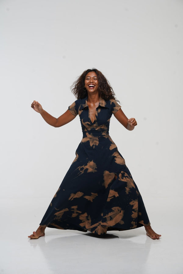 Zaba Dress Maxi A - Line in Acid Wash - Manners London