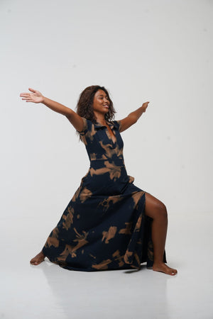 Zaba Dress Maxi A - Line in Acid Wash - Manners London