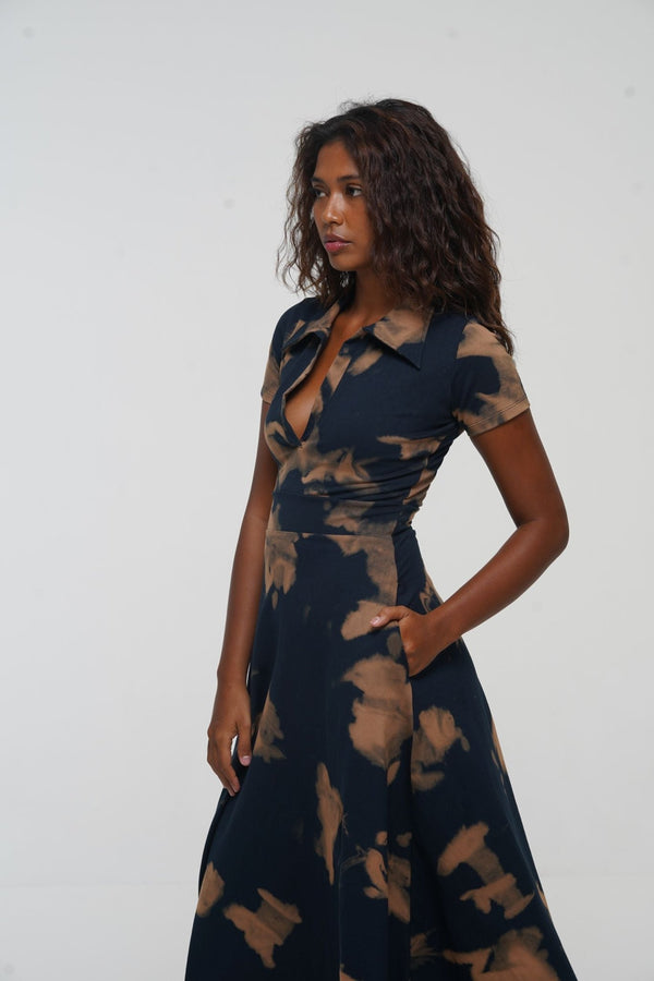 Zaba Dress Maxi A - Line in Acid Wash - Manners London