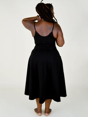 Asri Dress Midi Petite in Black - Manners London
