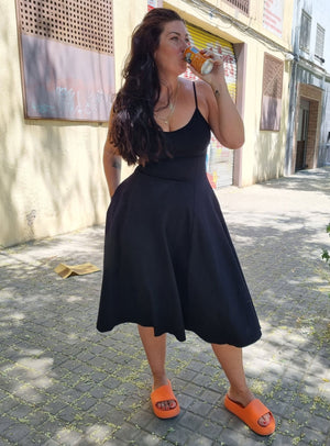 Asri Dress Midi Petite in Black - Manners London