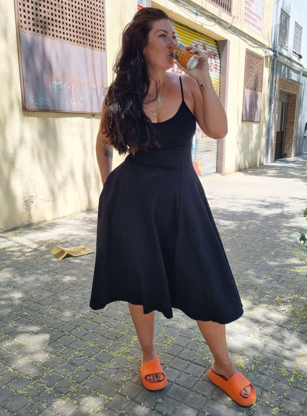 Asri Dress Midi Petite in Black - Manners London
