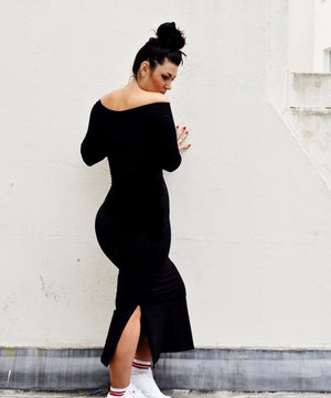 Baza Midi Dress in Black - Manners London