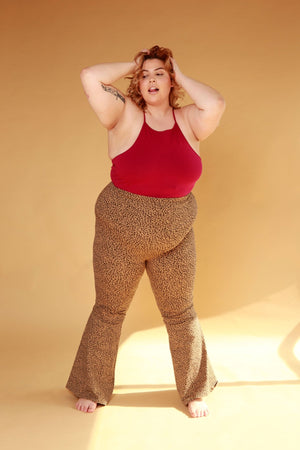 Faiza Flare Trousers in Classic Leopard - Manners London