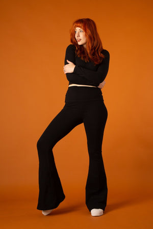 Faiza Flare Trousers Petite in Black - Manners London