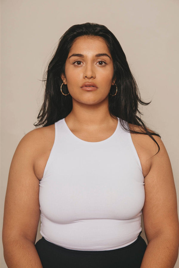 Iza Crop Vest Top in White - Manners London