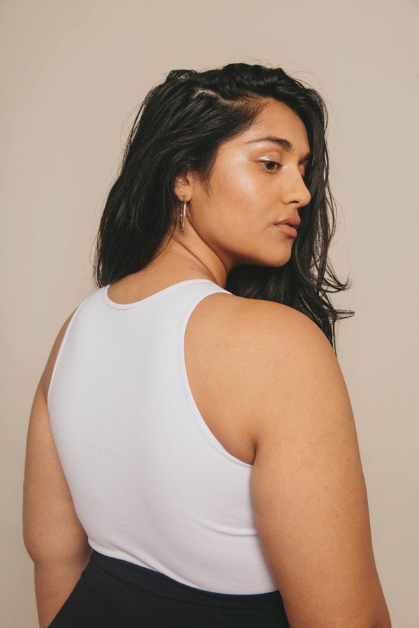 Iza Full Length Vest Top in White - Manners London