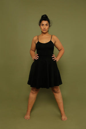 Jola Pocket Skater Mini Dress and Skirt in Black - Manners London