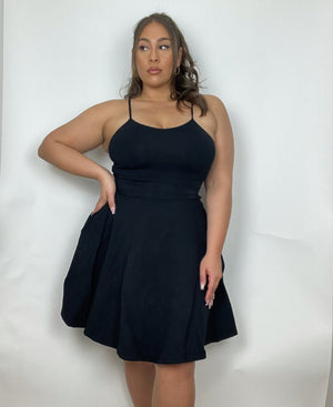 Jola Pocket Skater Mini Dress and Skirt in Black - Manners London