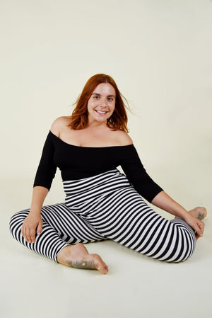 Super High Waist Tib Pant in Black and White Stripe - Manners London