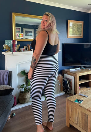 Super High Waist Tib Pant in Black and White Stripe - Manners London