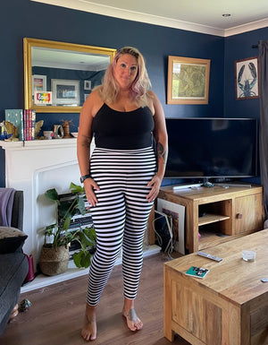 Super High Waist Tib Pant in Black and White Stripe - Manners London