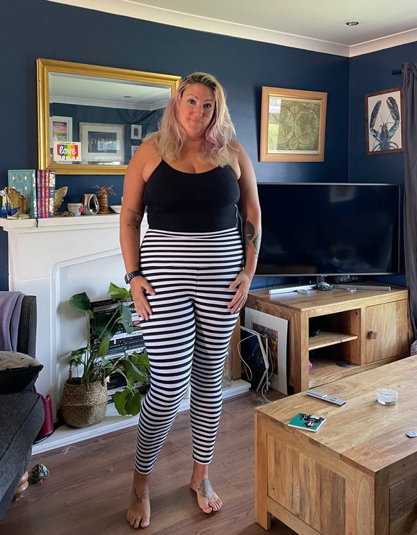 Super High Waist Tib Pant in Black and White Stripe - Manners London