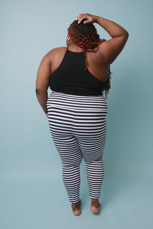 Super High Waist Tib Pant in Black and White Stripe - Manners London