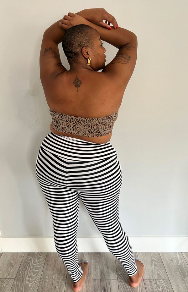 Super High Waist Tib Pant in Black and White Stripe - Manners London