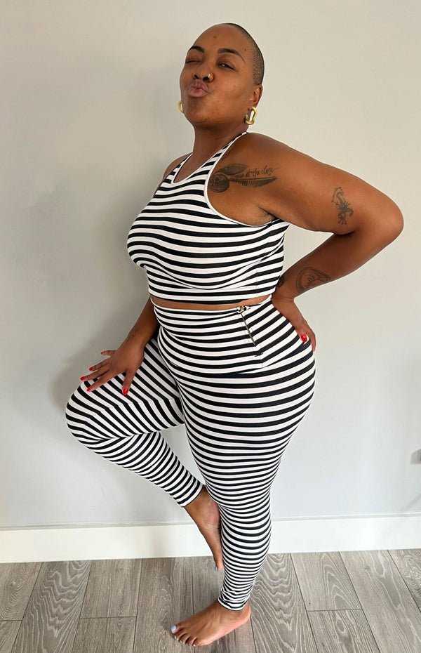 Super High Waist Tib Pant in Black and White Stripe - Manners London