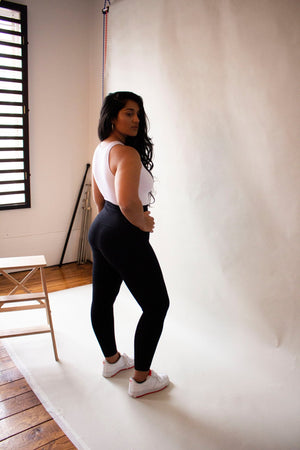 Super High Waist Tib Pant Regular in Black - Manners London