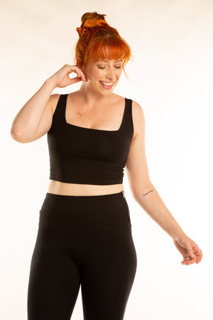 Super High Waist Tib Pant Regular in Black - Manners London